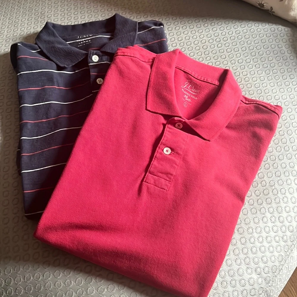 J. Crew Men’s Polo Shirts, Large, Set/2